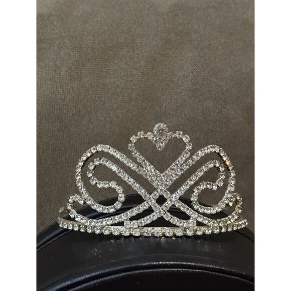 Vtg Rhinestone Heart Tiara Crown Pageant Prom Bridal Princess USA Miss Texas main image 6